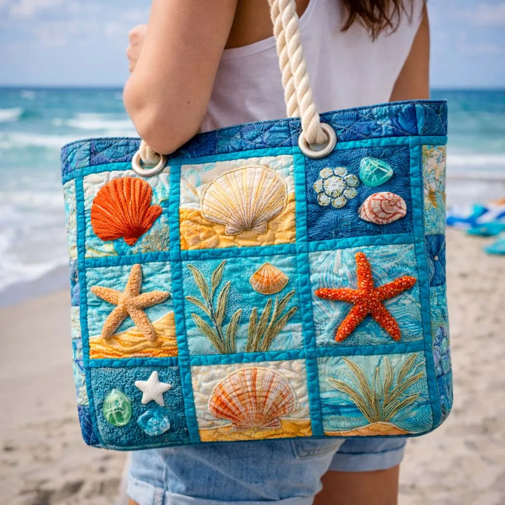 Bolsa de Praia Feita à Mão | Conchas Costeira