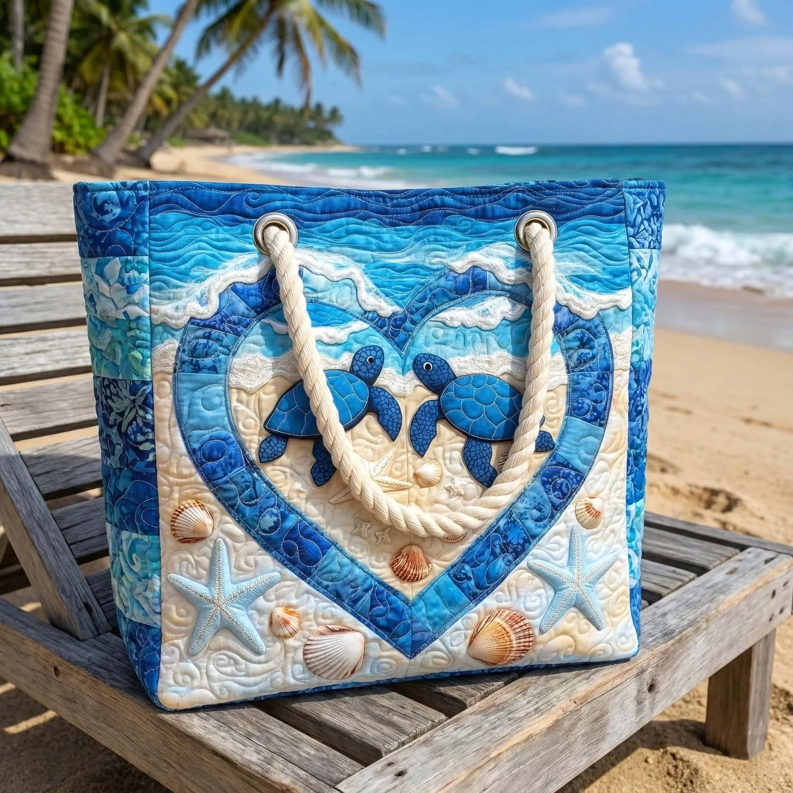 Bolsa de Praia Feita à Mão | Serenidade de Tartaruga