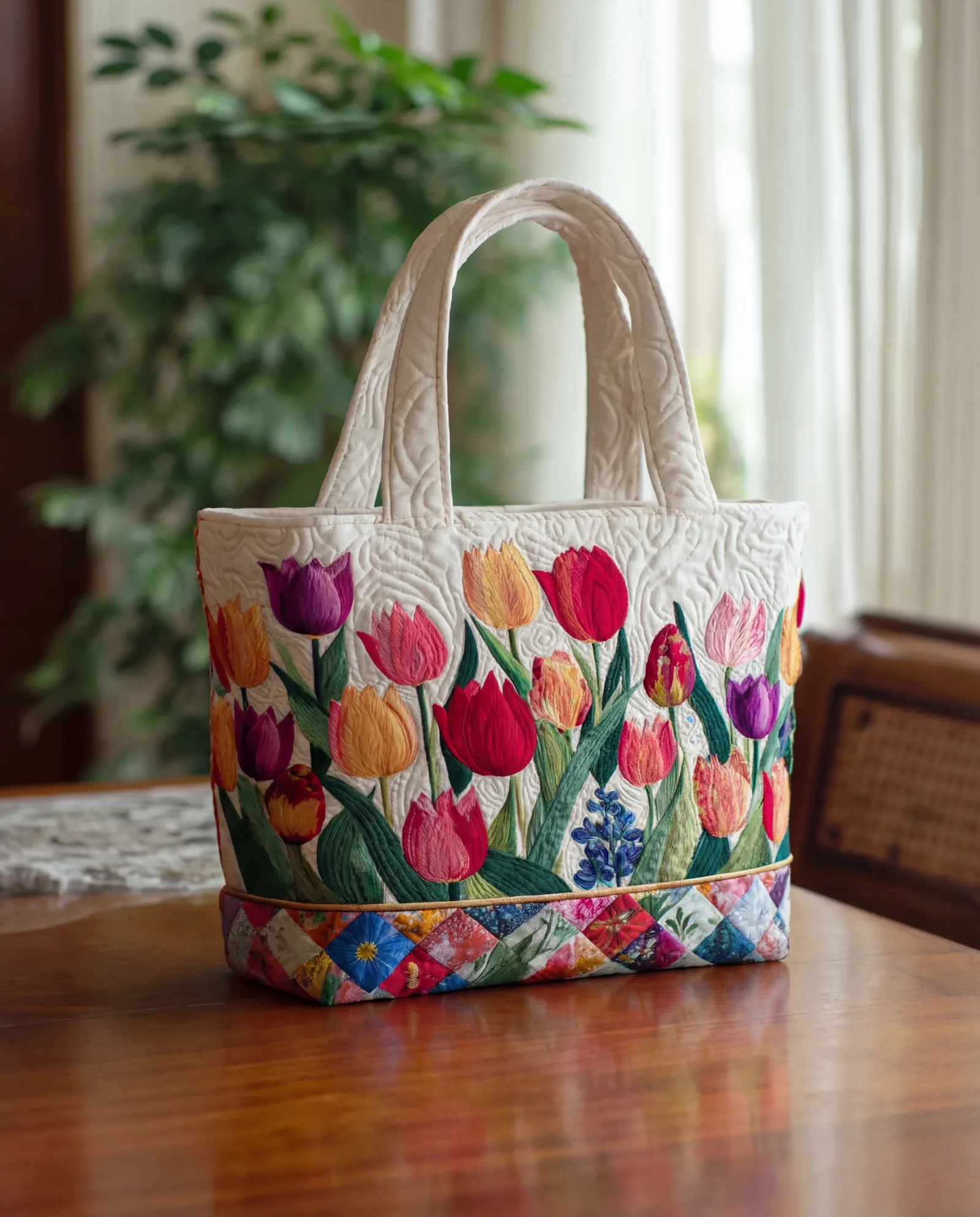 Bolsa Artesanal Acolchoada "Tulipa"